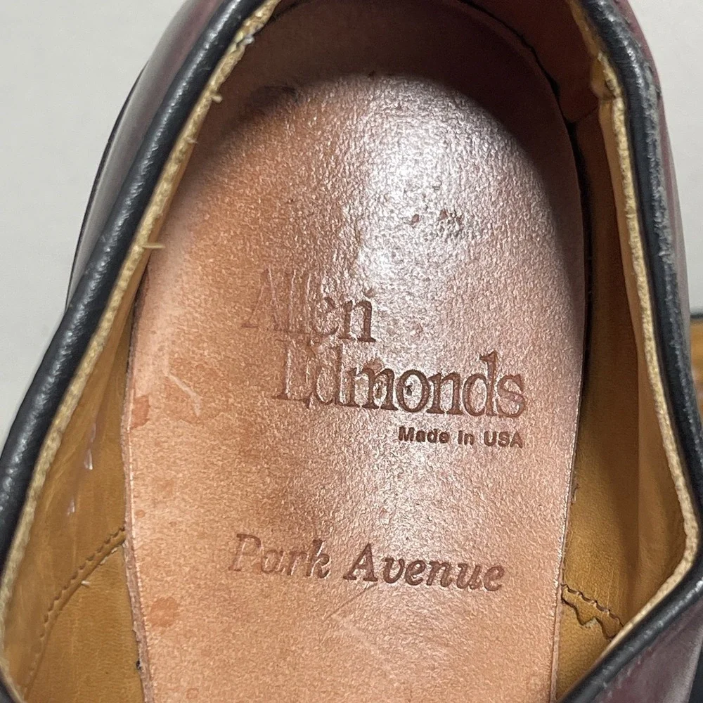 Allen Edmonds Park Avenue Men 9 AA Oxford Cap Toe Merlot Burgundy Quiet Luxury